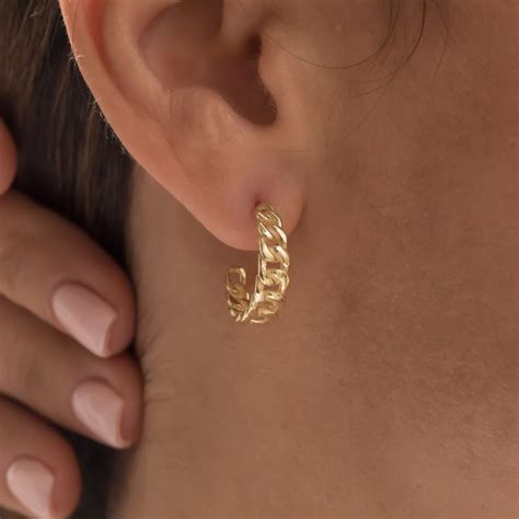 Solid Gold Chain Earrings